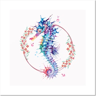 Cute Seahorse In Vivid Colours Posters and Art